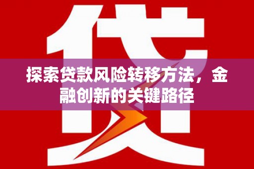 德令哈探索贷款风险转移方法，金融创新的关键路径