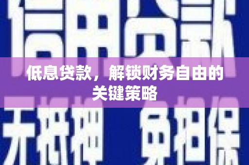 津市低息贷款，解锁财务自由的关键策略